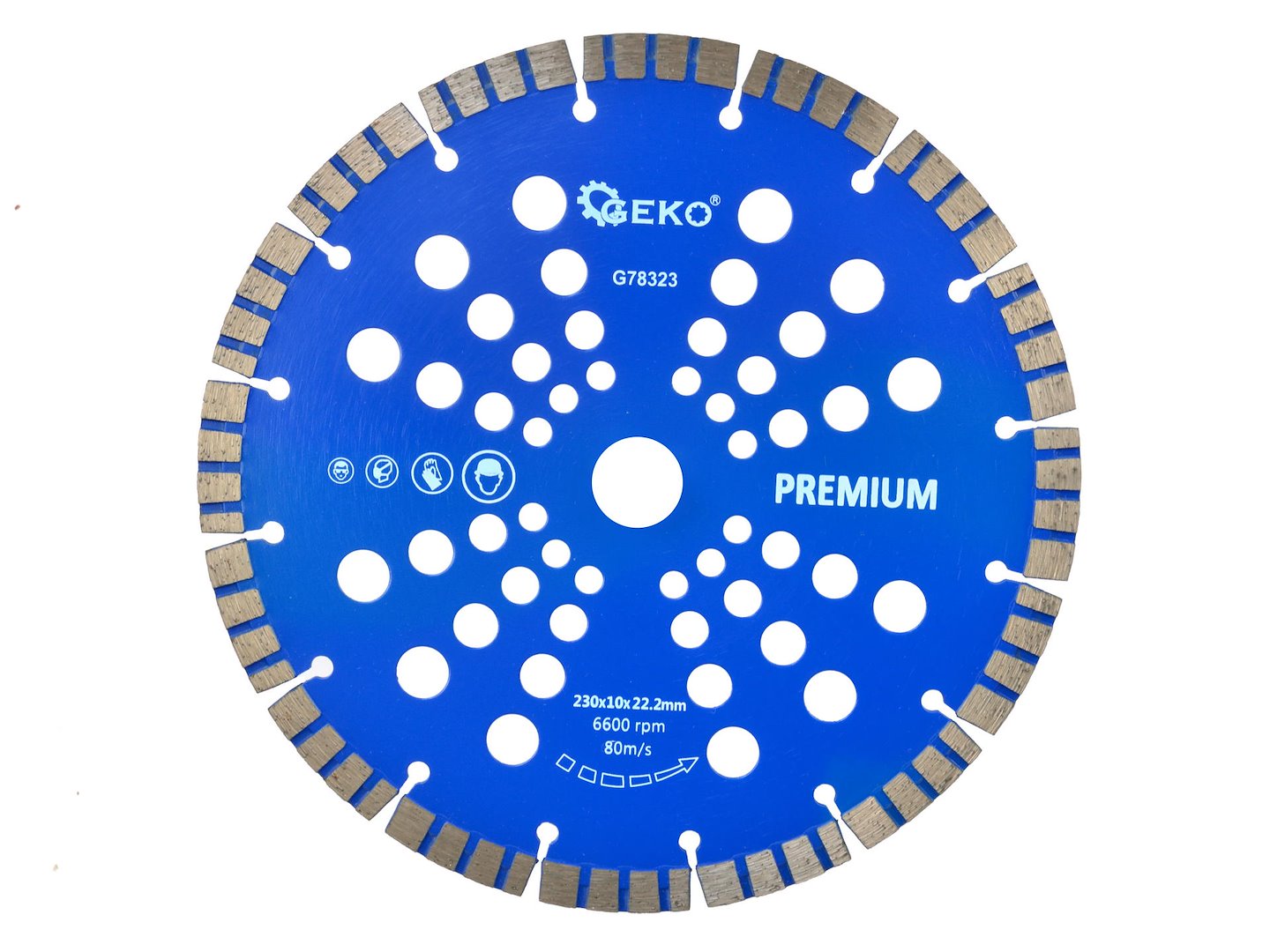 Segmented Turbo Rim Diamond Blade 230 x 22,2 mm, Rim 10 mm, GEKO Premium, laser-welded