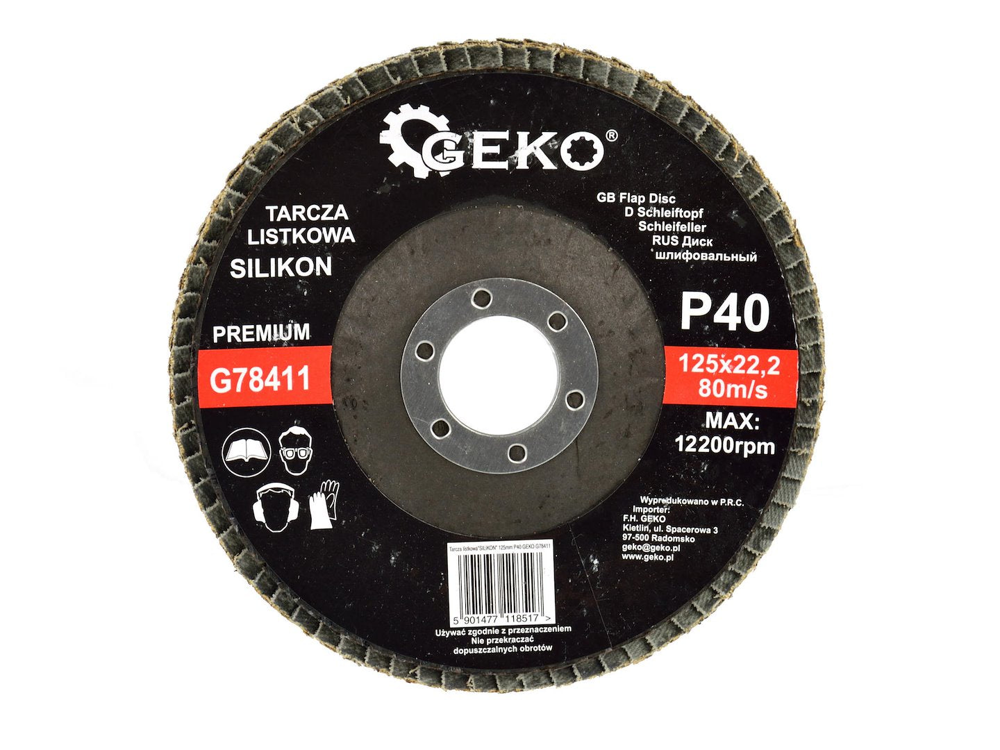 Silicon Carbide Flap Disc 125 mm Grit 40 GEKO Premium