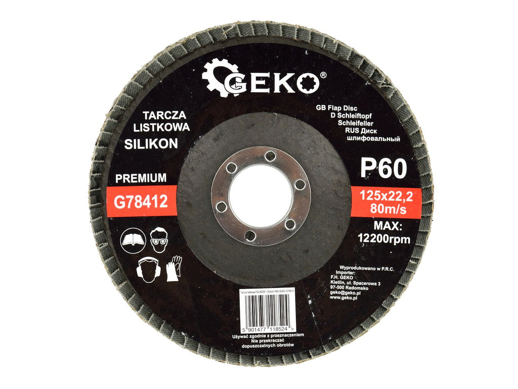 Silicon Carbide Flap Disc 125 mm Grit 60 GEKO Premium