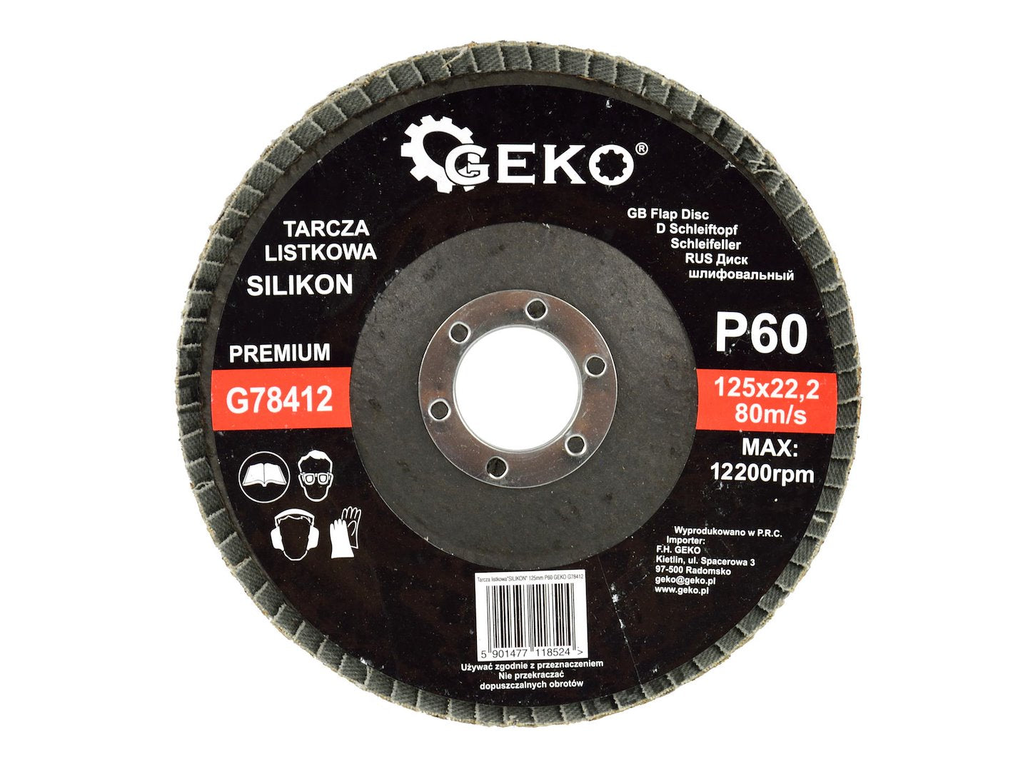 Silicon Carbide Flap Disc 125 mm Grit 60 GEKO Premium