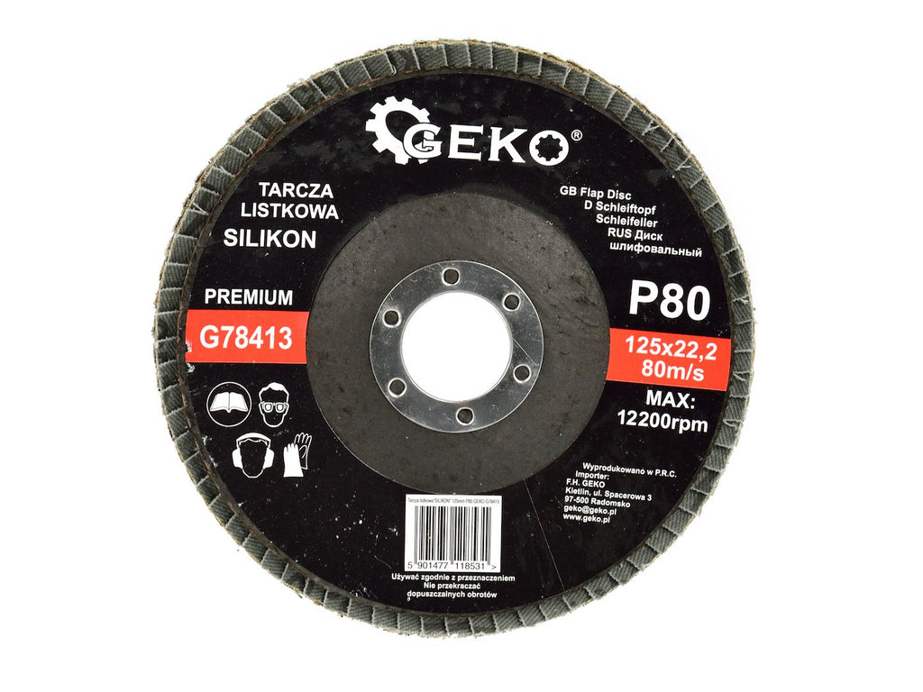 Silicon Carbide Flap Disc 125 mm Grit 80 GEKO Premium