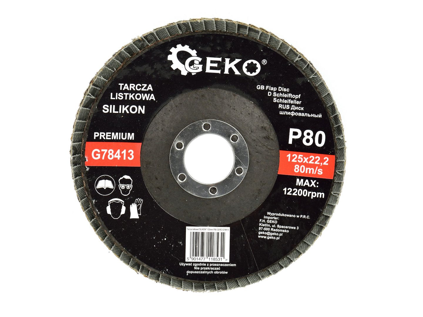 Silicon Carbide Flap Disc 125 mm Grit 80 GEKO Premium