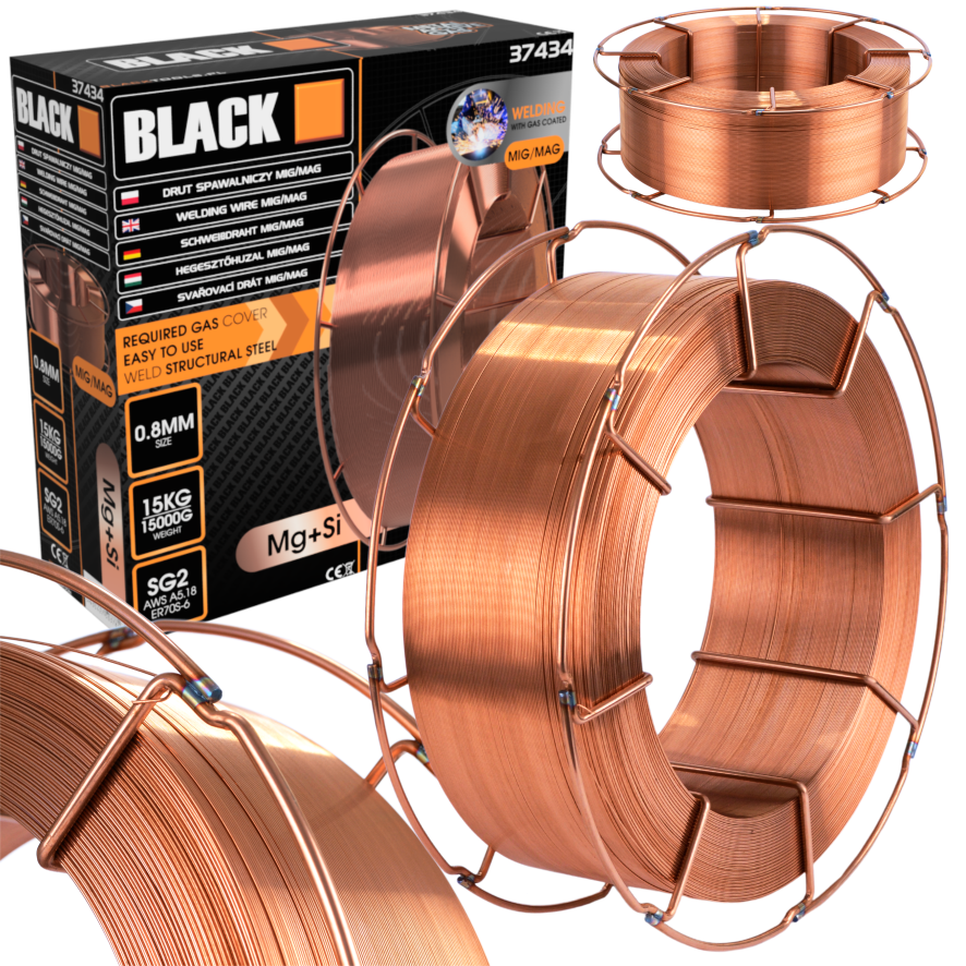 Keevitustraat 0.8mm SG2 AWS 5.18 5000g 15kg MIG keevitusaparaadile Black
