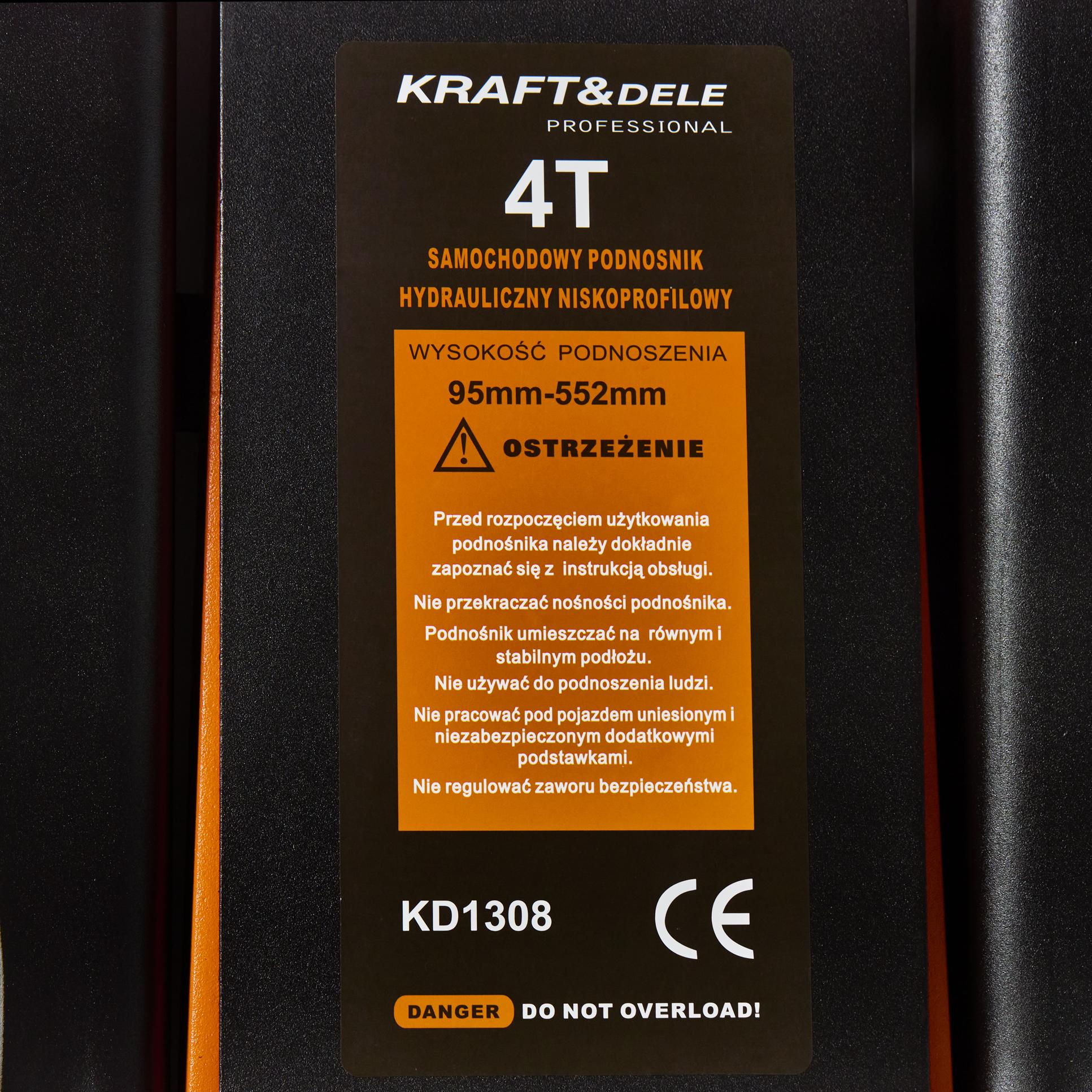KRAFT&DELE madala profiiliga hüdrauliline tungraud 4 t 95–552 mm KD1308