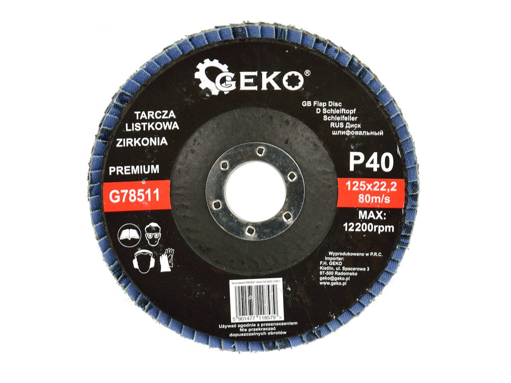 Zirconia Alumina Flap Disc 125 mm Grit 40 GEKO Premium
