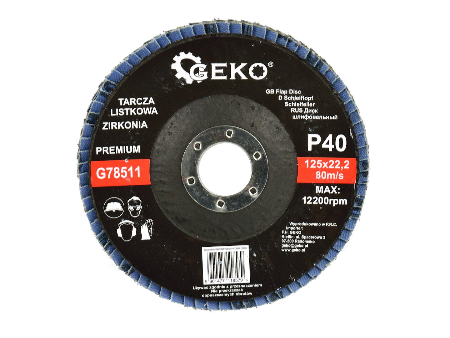 Zirconia Alumina Flap Disc 125 mm Grit 40 GEKO Premium