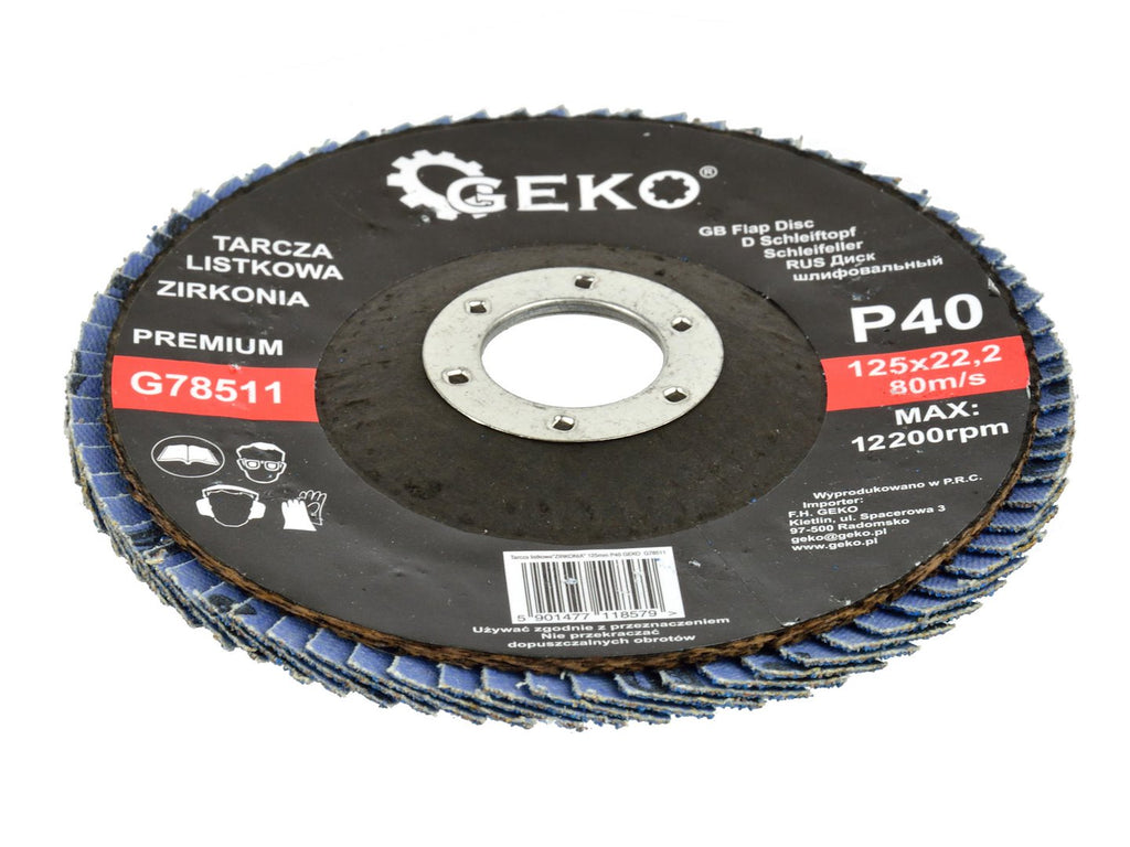 Zirconia Alumina Flap Disc 125 mm Grit 40 GEKO Premium