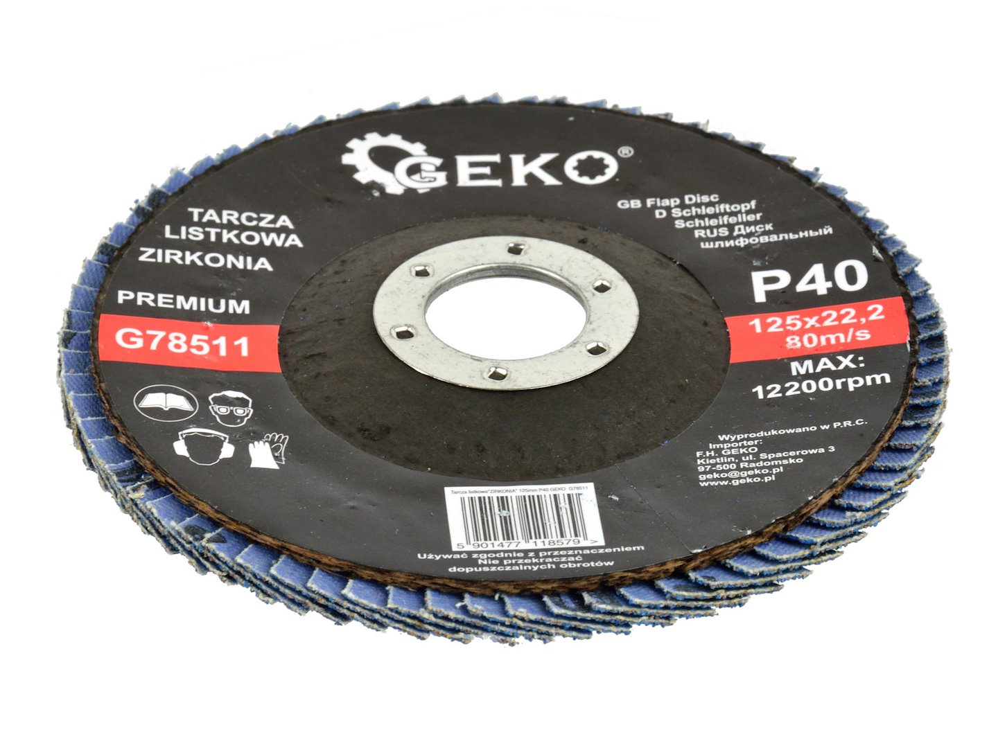 Zirconia Alumina Flap Disc 125 mm Grit 40 GEKO Premium