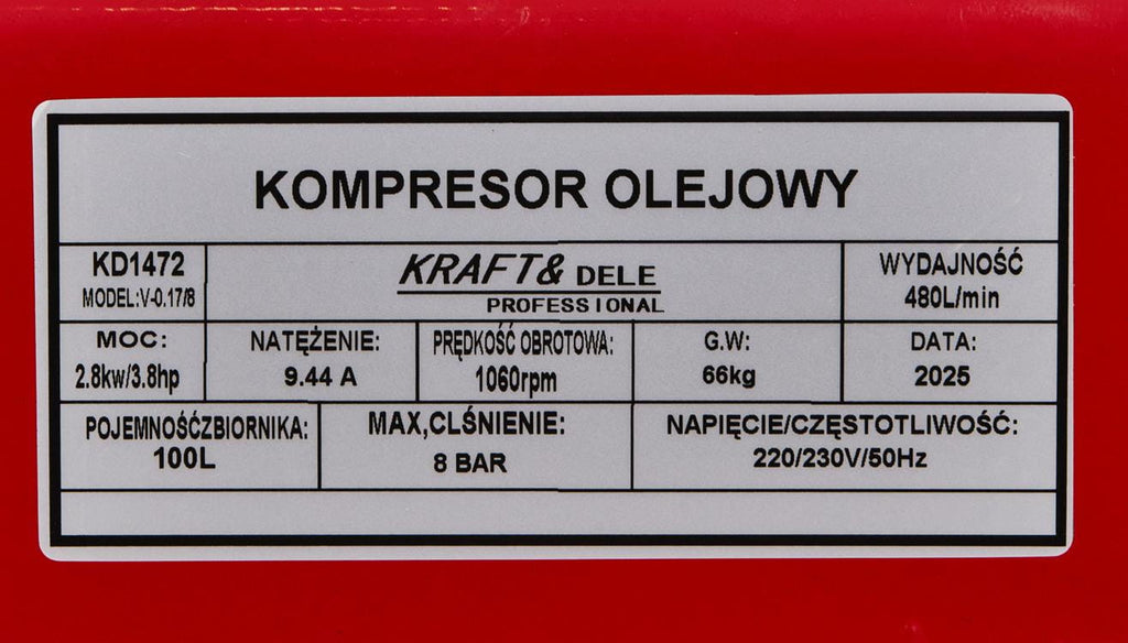 Õlikompressor 100L 230V + Separaatorkomplekt KD1472