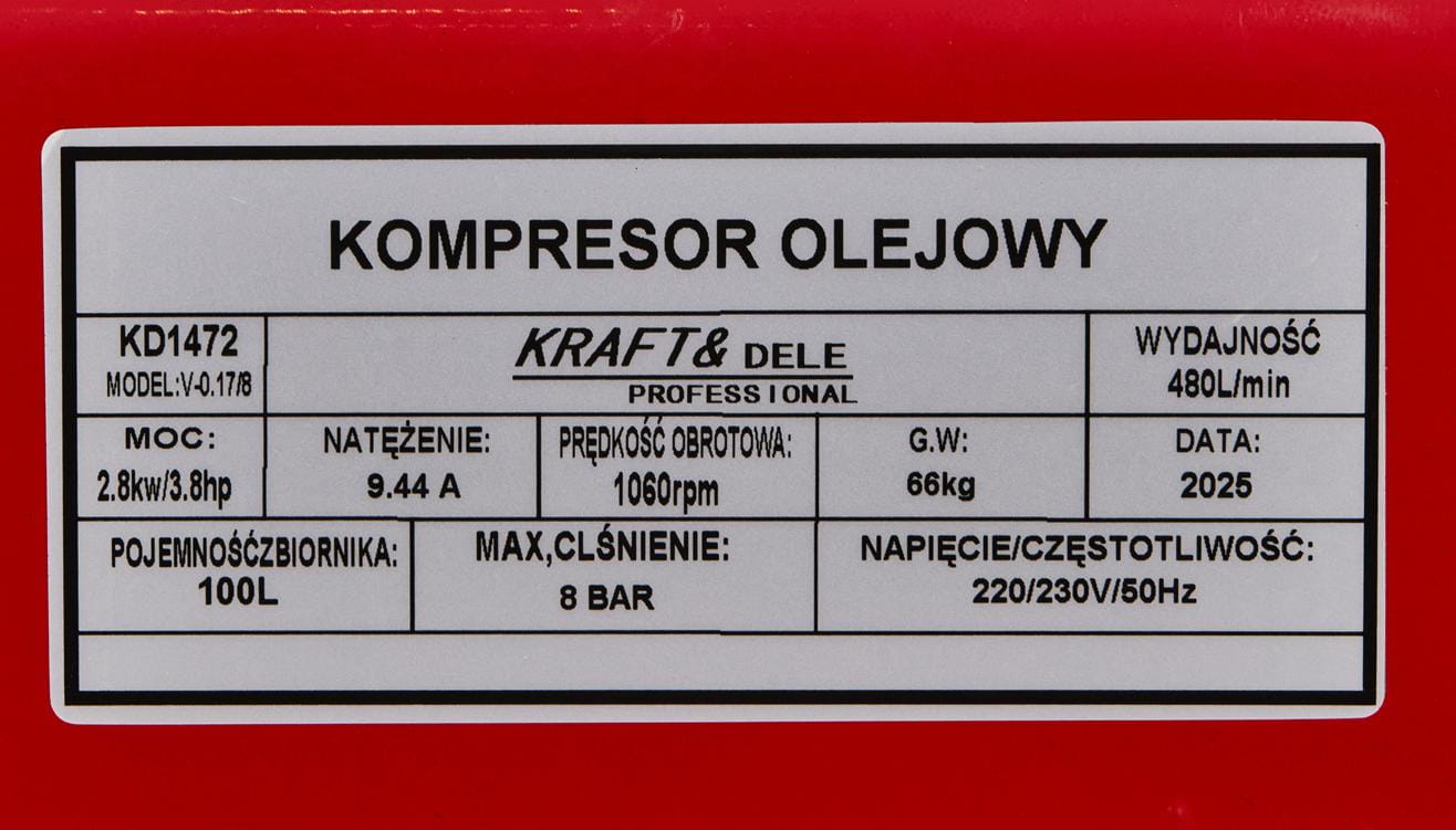 Õlikompressor 100L 230V + Separaatorkomplekt KD1472