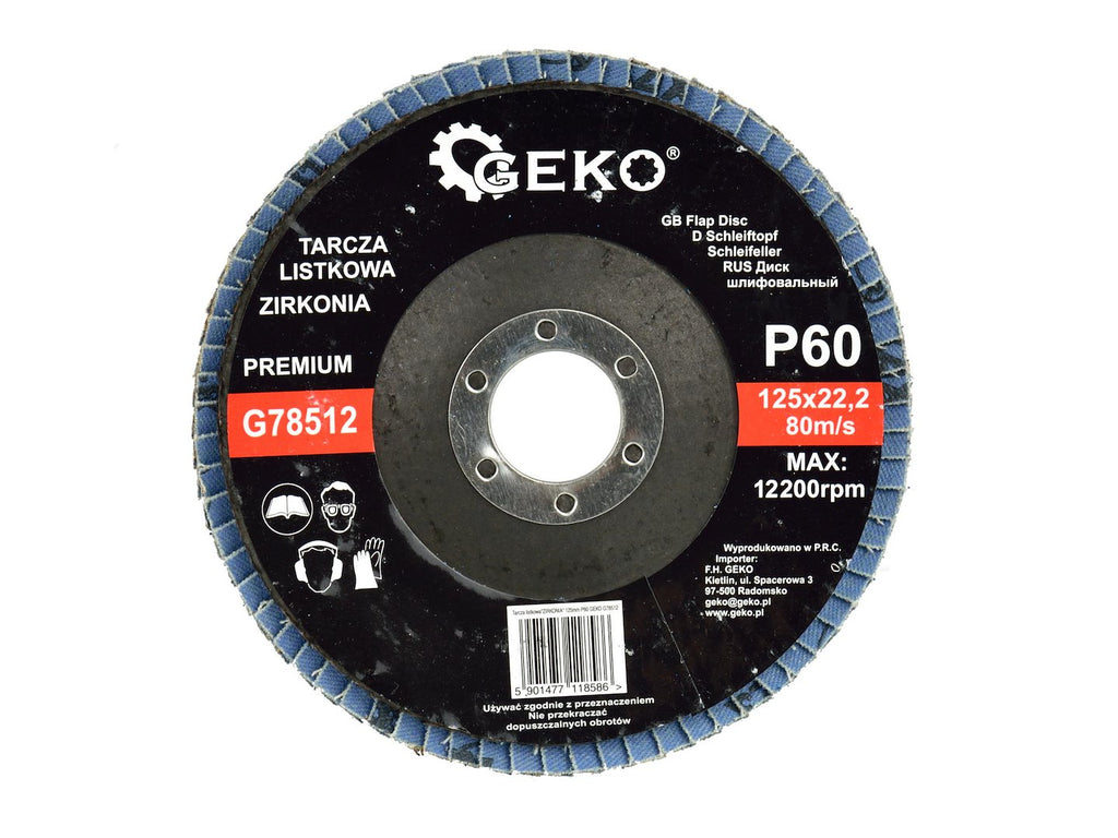 Zirconia Alumina Flap Disc 125 mm Grit 60 GEKO Premium
