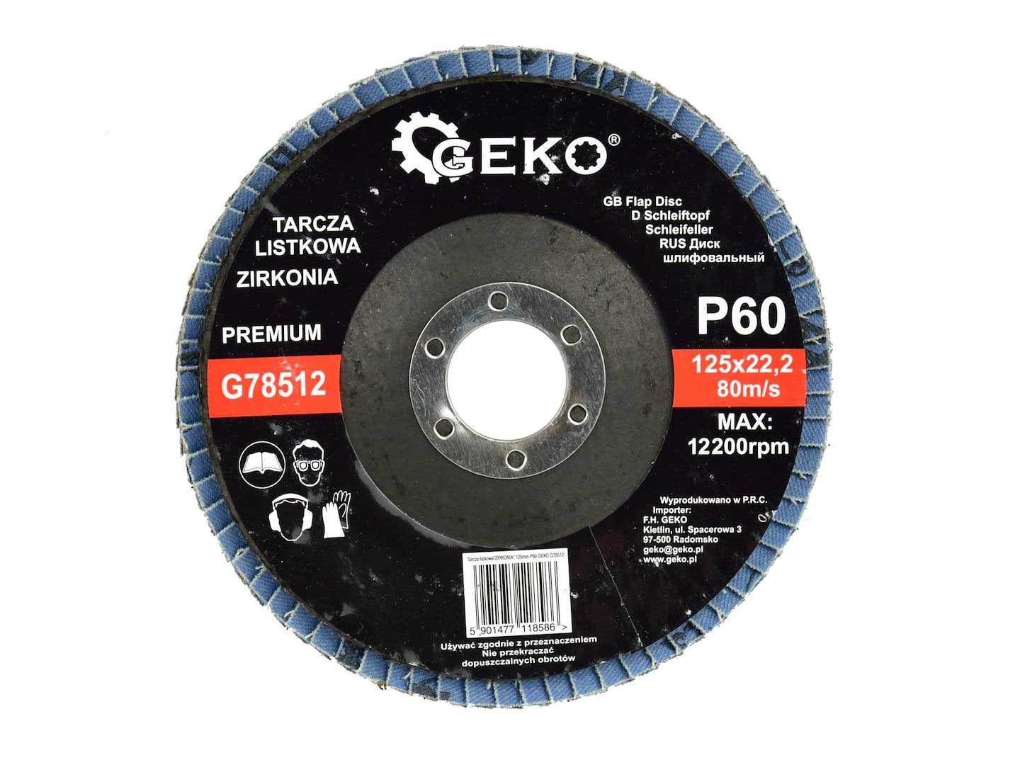 Zirconia Alumina Flap Disc 125 mm Grit 60 GEKO Premium