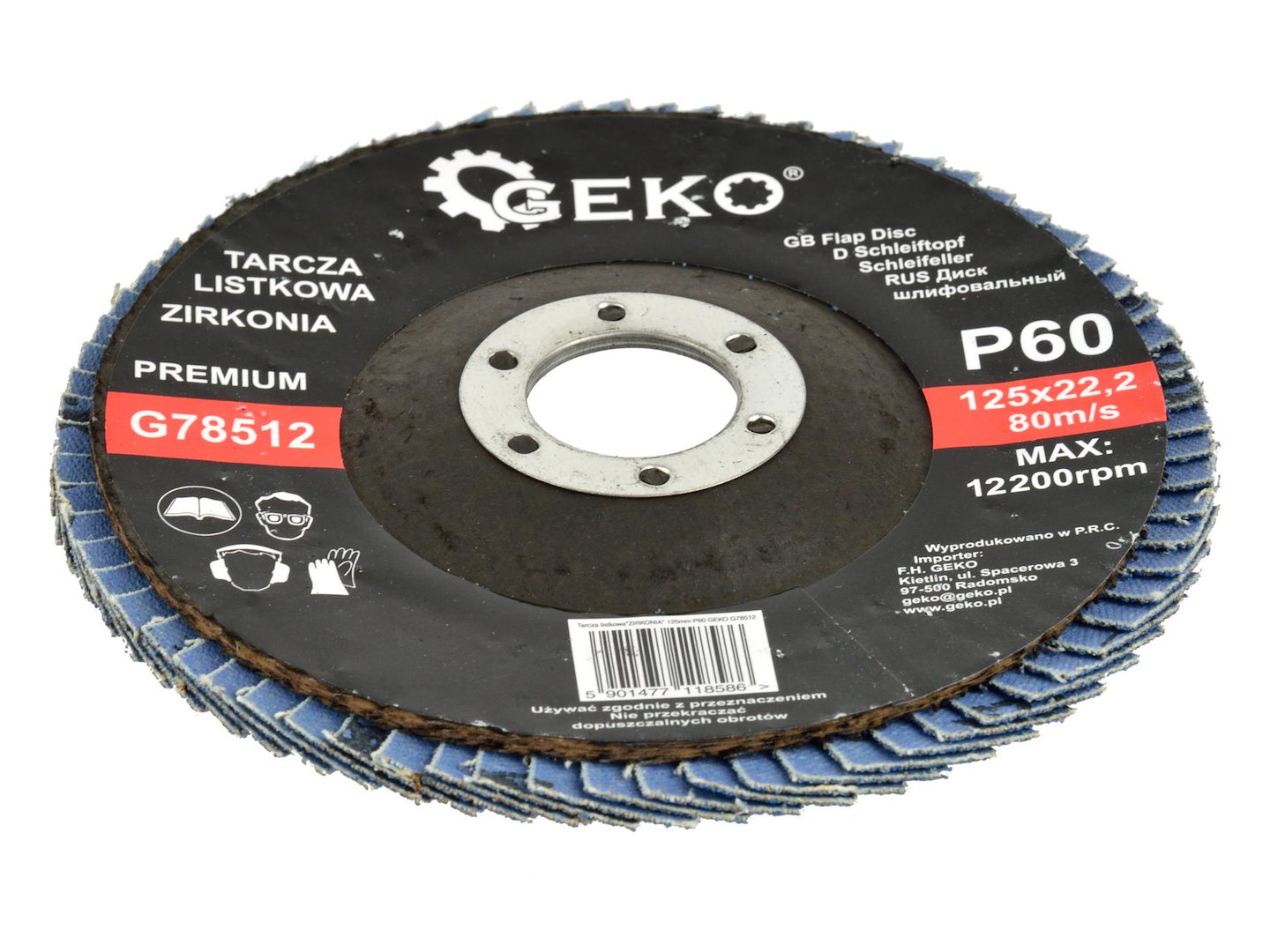 Zirconia Alumina Flap Disc 125 mm Grit 60 GEKO Premium