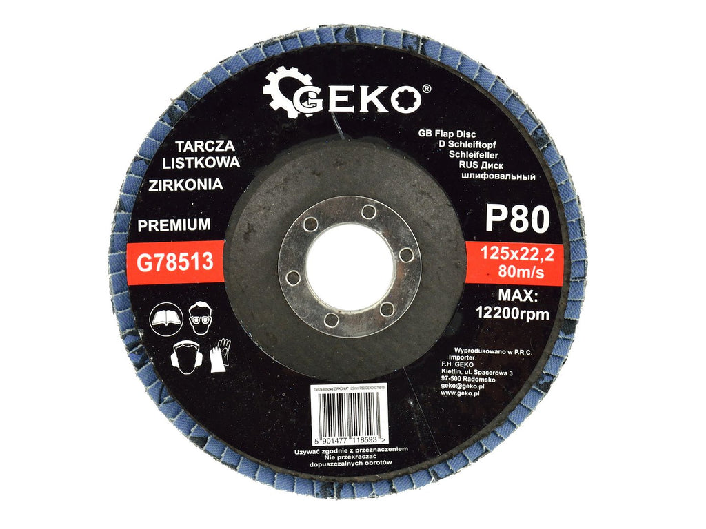 Zirconia Alumina Flap Disc 125 mm Grit 80 GEKO Premium