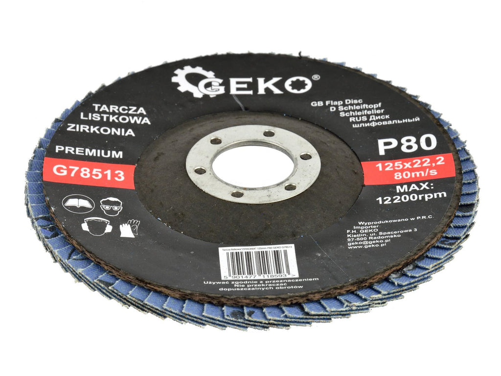 Zirconia Alumina Flap Disc 125 mm Grit 80 GEKO Premium