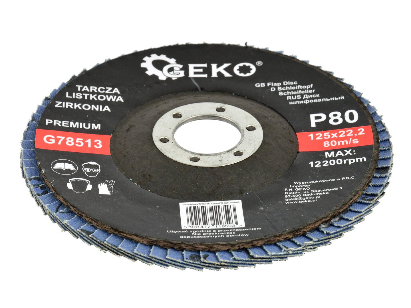 Zirconia Alumina Flap Disc 125 mm Grit 80 GEKO Premium