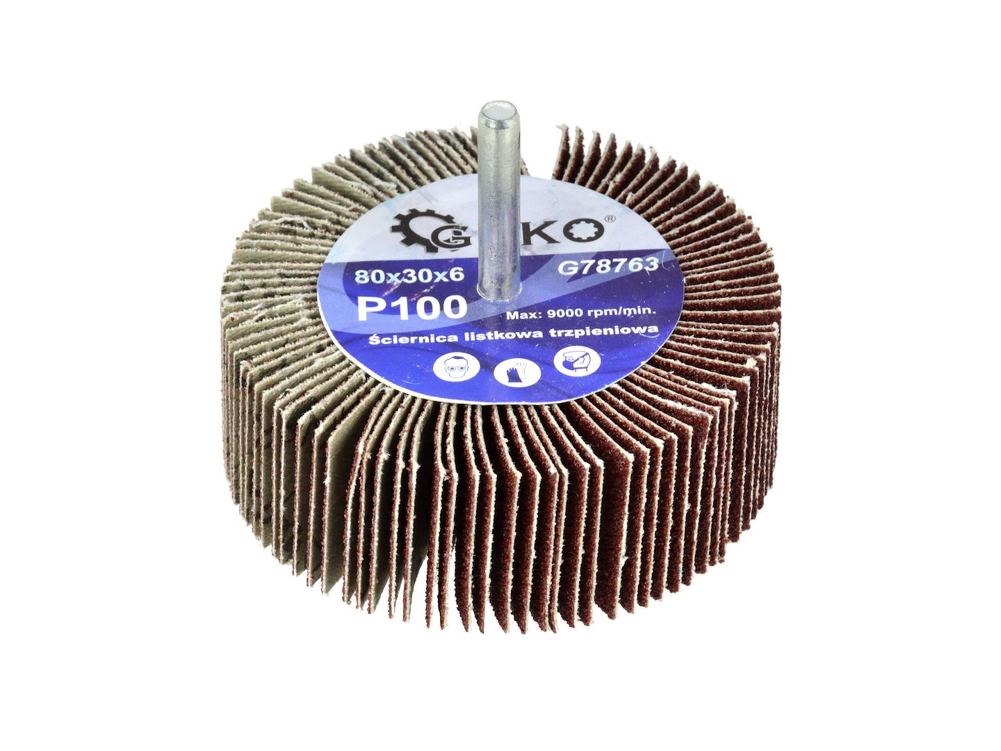 Abrasive Flap Wheel P100, 80 x 30 mm, 6 mm Arbor