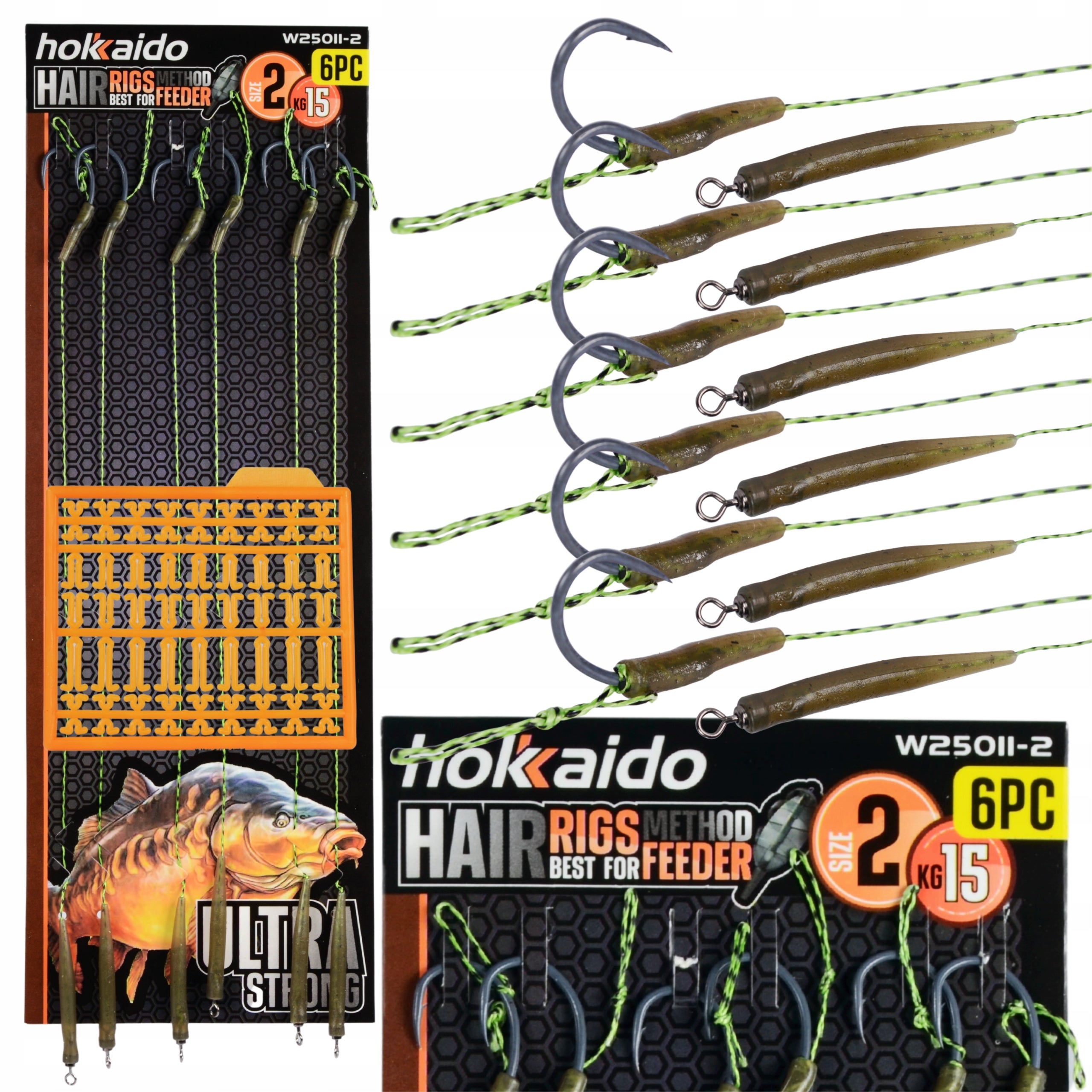 Hokkaido karpkalaliider 20cm konksu suurus 2 koos juuksega