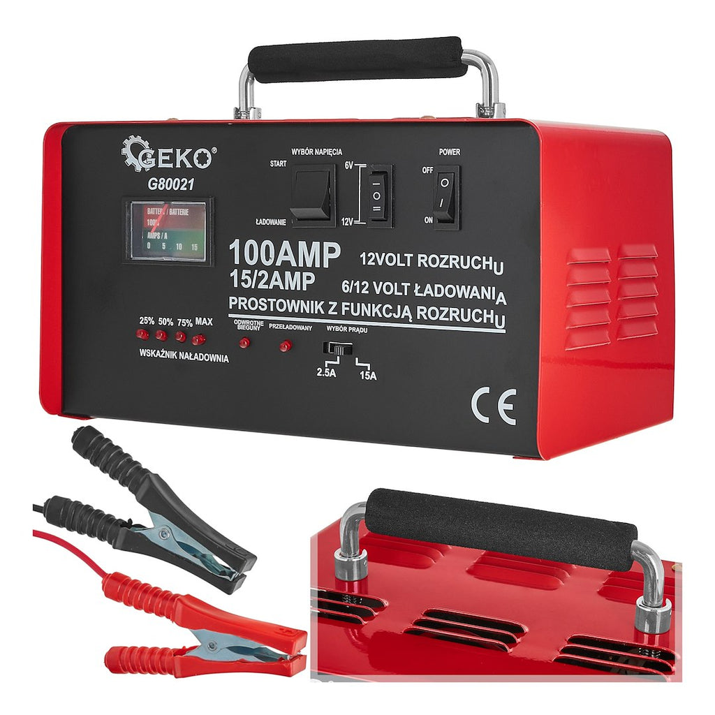 Battery charger with GS/CE, 100A, 6/12V GEKO