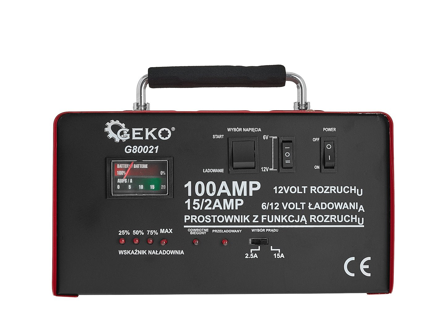 Battery charger with GS/CE, 100A, 6/12V GEKO