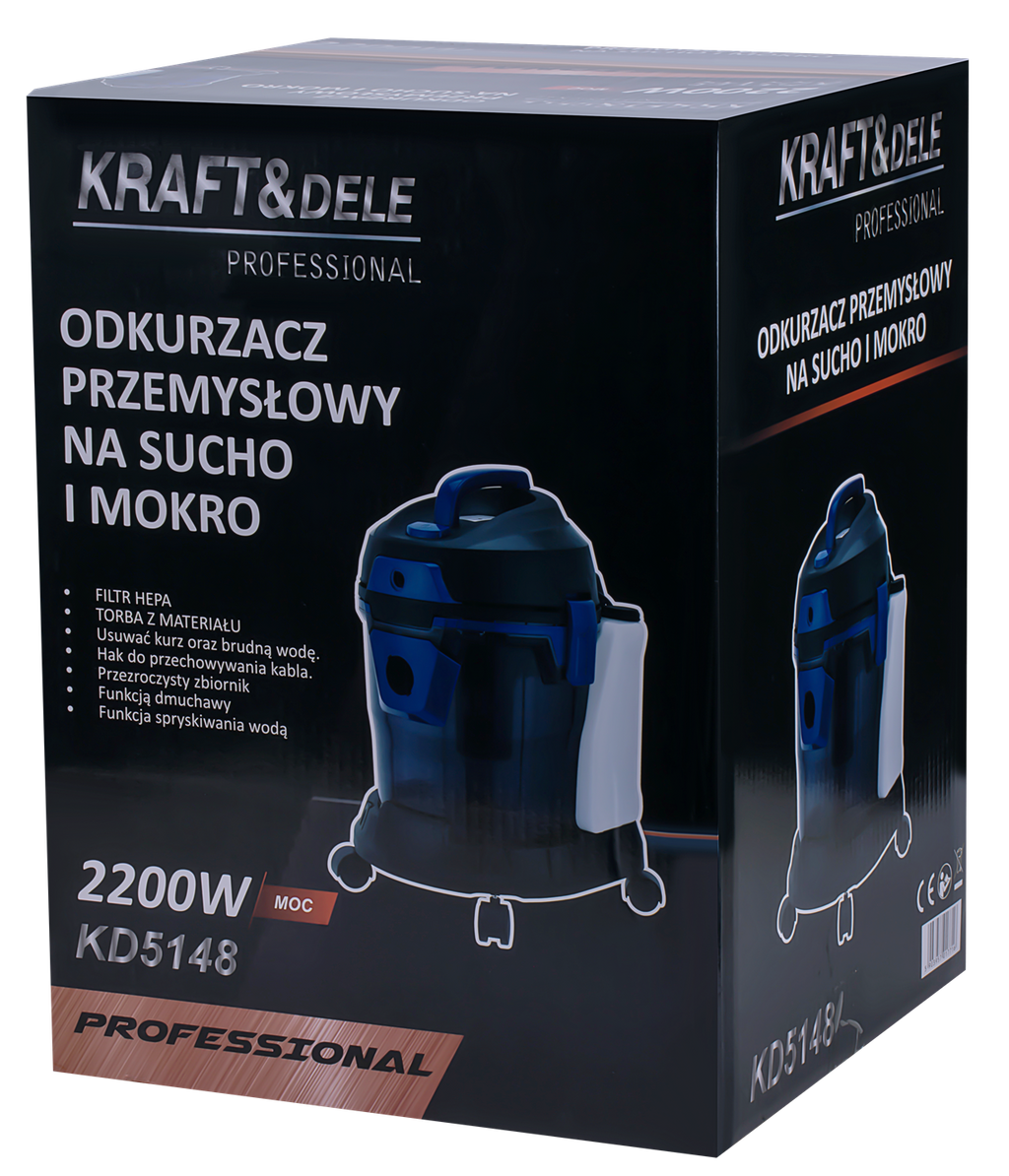 Tööstuslik kuiv- ja märgtolmuimeja pesufunktsiooniga 2200 W KD5148