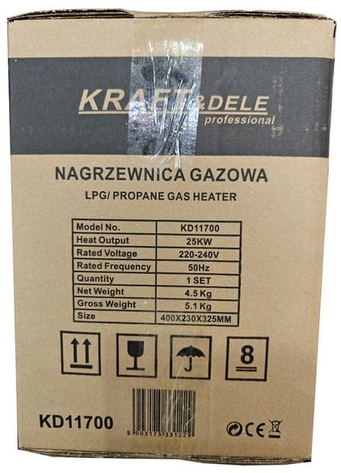 Gas heater 25kW + Thermostat + Regulator KD11700