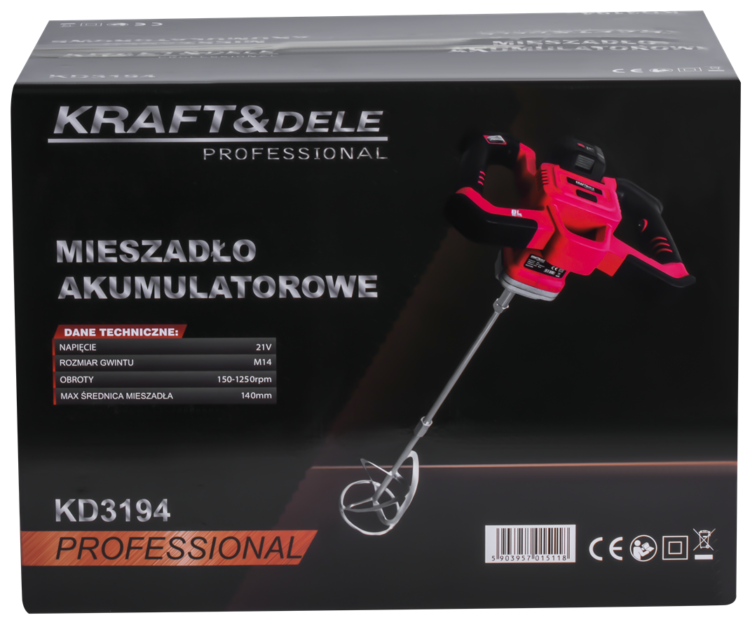 CORDLESS MIXER 21V M14 140mm BRUSHLESS 2 x 4Ah KD3194