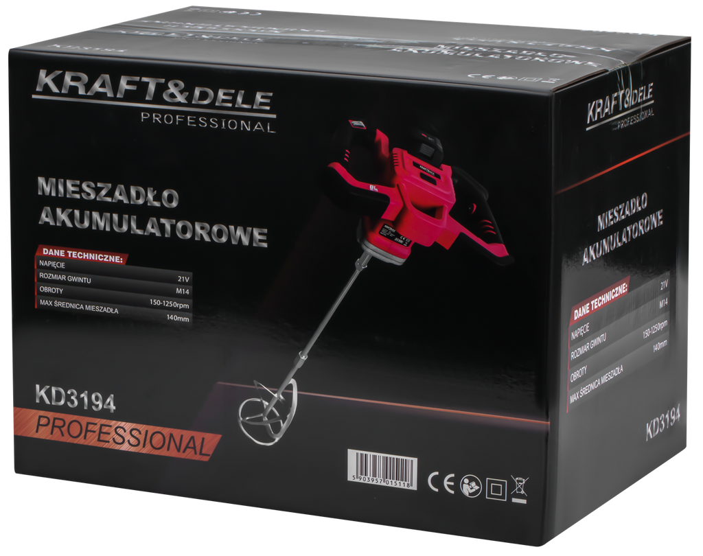 CORDLESS MIXER 21V M14 140mm BRUSHLESS 2 x 4Ah KD3194