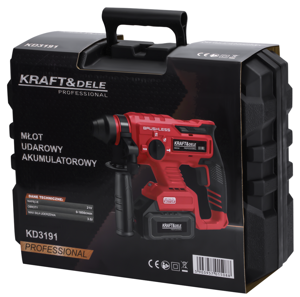 Cordless rotary hammer 21V 3J BRUSHLESS 2 x 4Ah KD3191