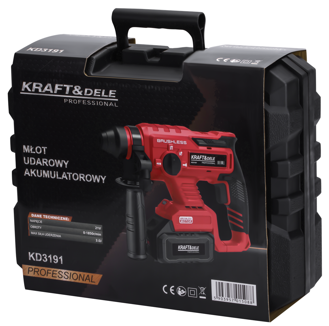 Cordless rotary hammer 21V 3J BRUSHLESS 2 x 4Ah KD3191