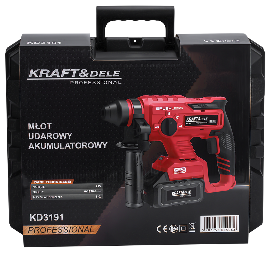 Cordless rotary hammer 21V 3J BRUSHLESS 2 x 4Ah KD3191