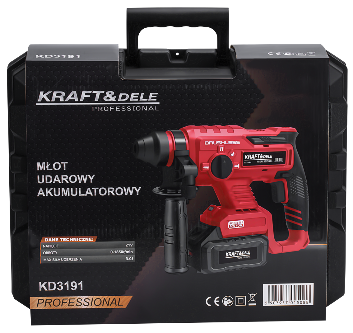 Cordless rotary hammer 21V 3J BRUSHLESS 2 x 4Ah KD3191
