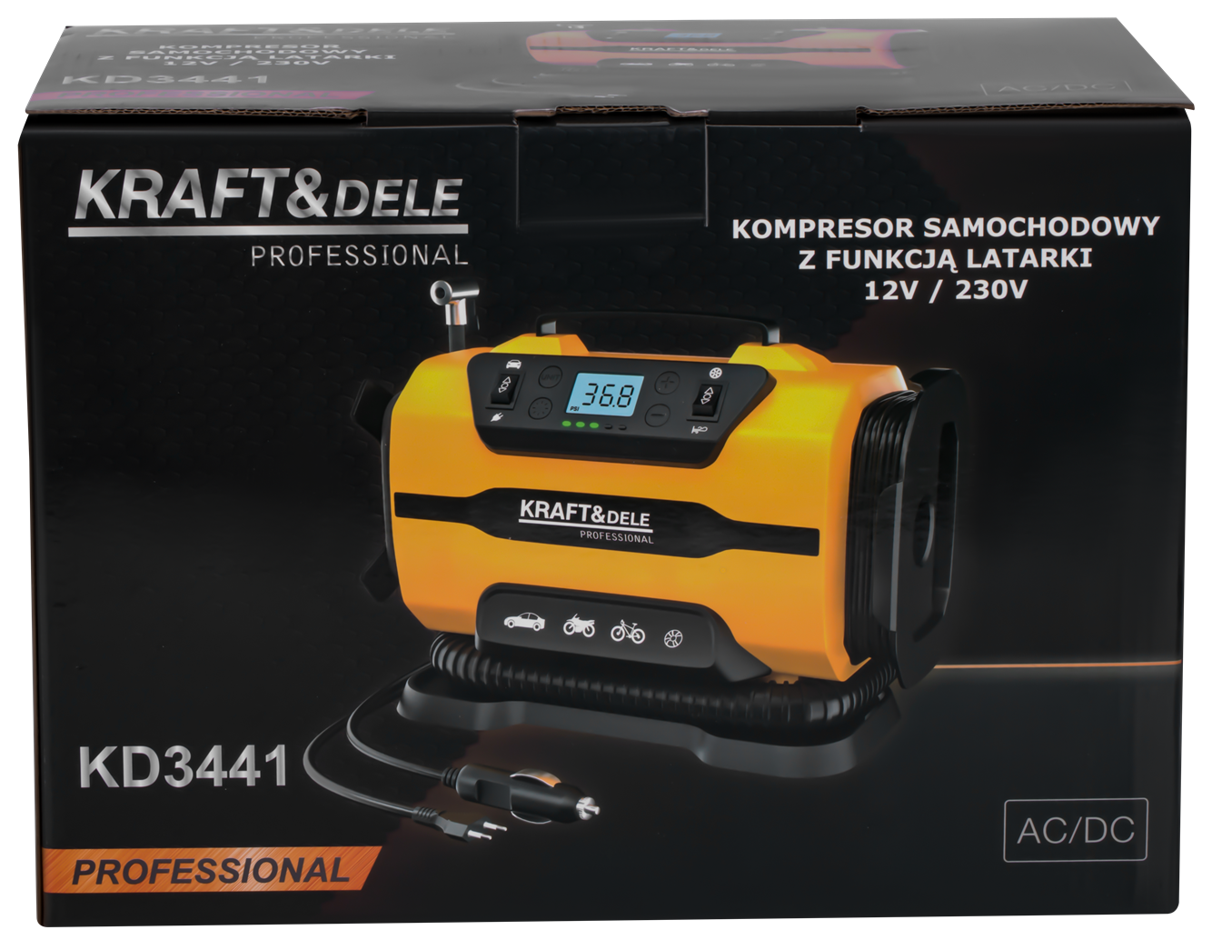 Car compressor with flashlight function 12/230V KD3441 (D24)