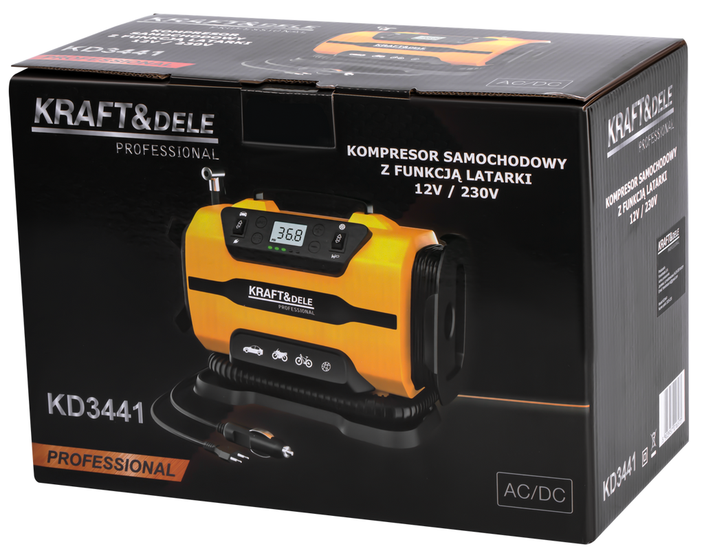 Car compressor with flashlight function 12/230V KD3441 (D24)