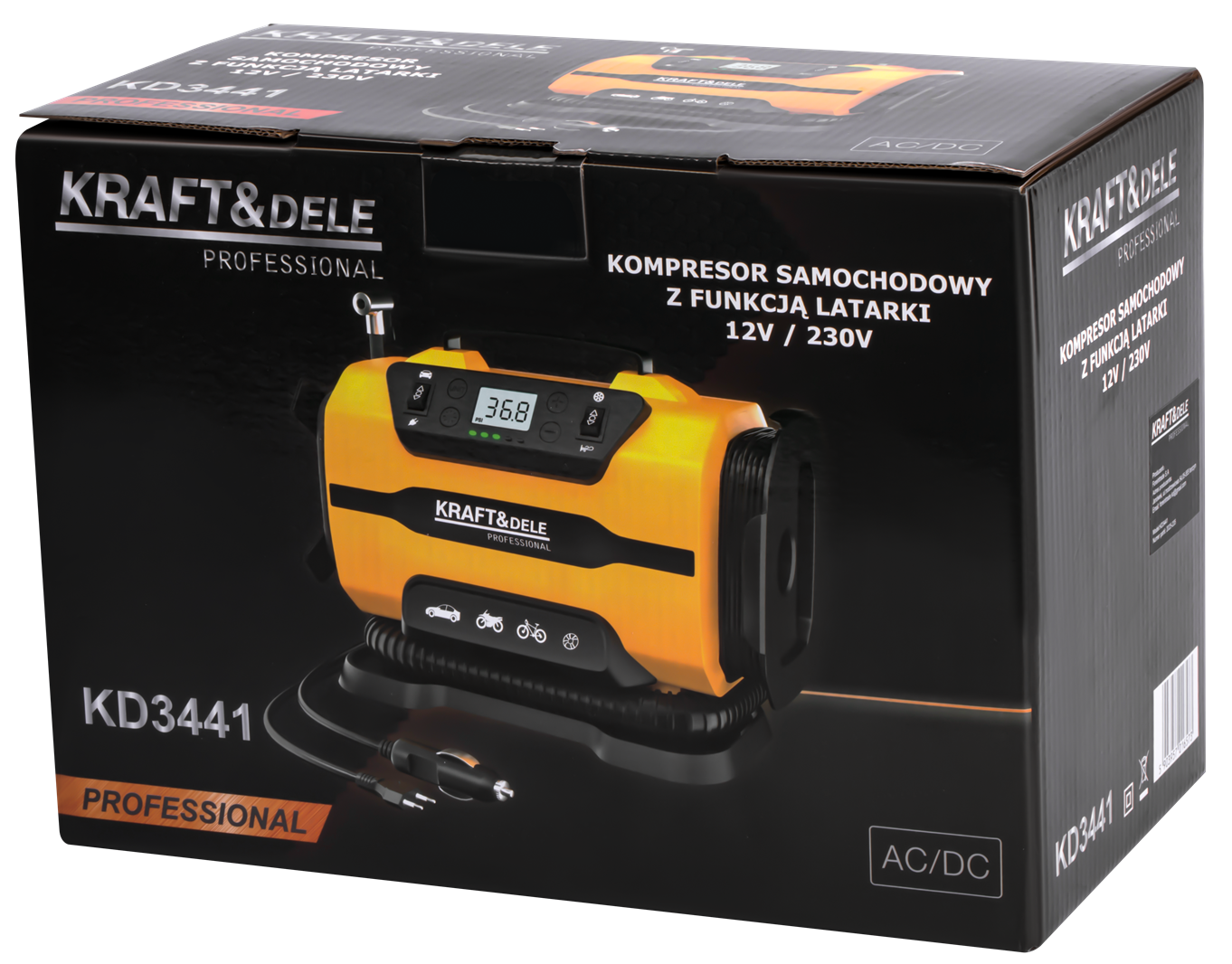 Car compressor with flashlight function 12/230V KD3441 (D24)