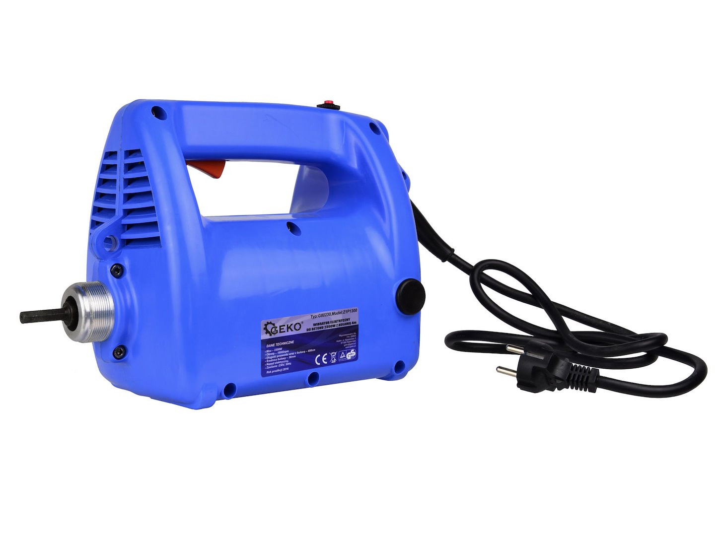 Electric Concrete Vibrator 1600W, dia. 38 mm, 4 m hose