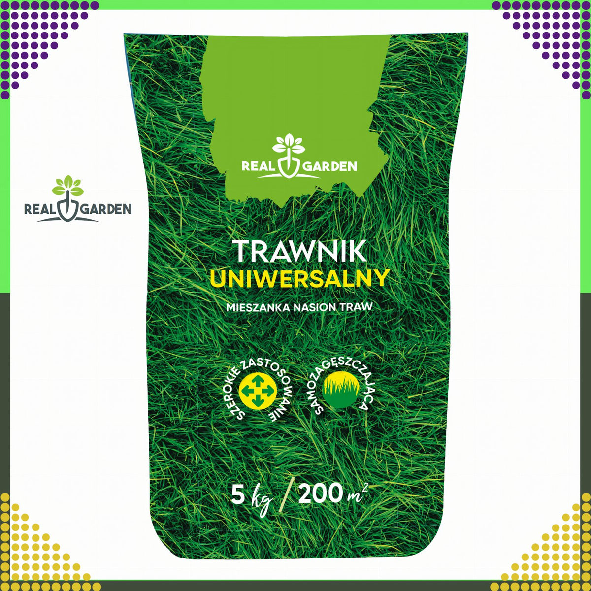 Universaalne tihe ja vastupidav muruseemnesegu 5 kg 200 m² jaoks ROL-019REALGARDEN