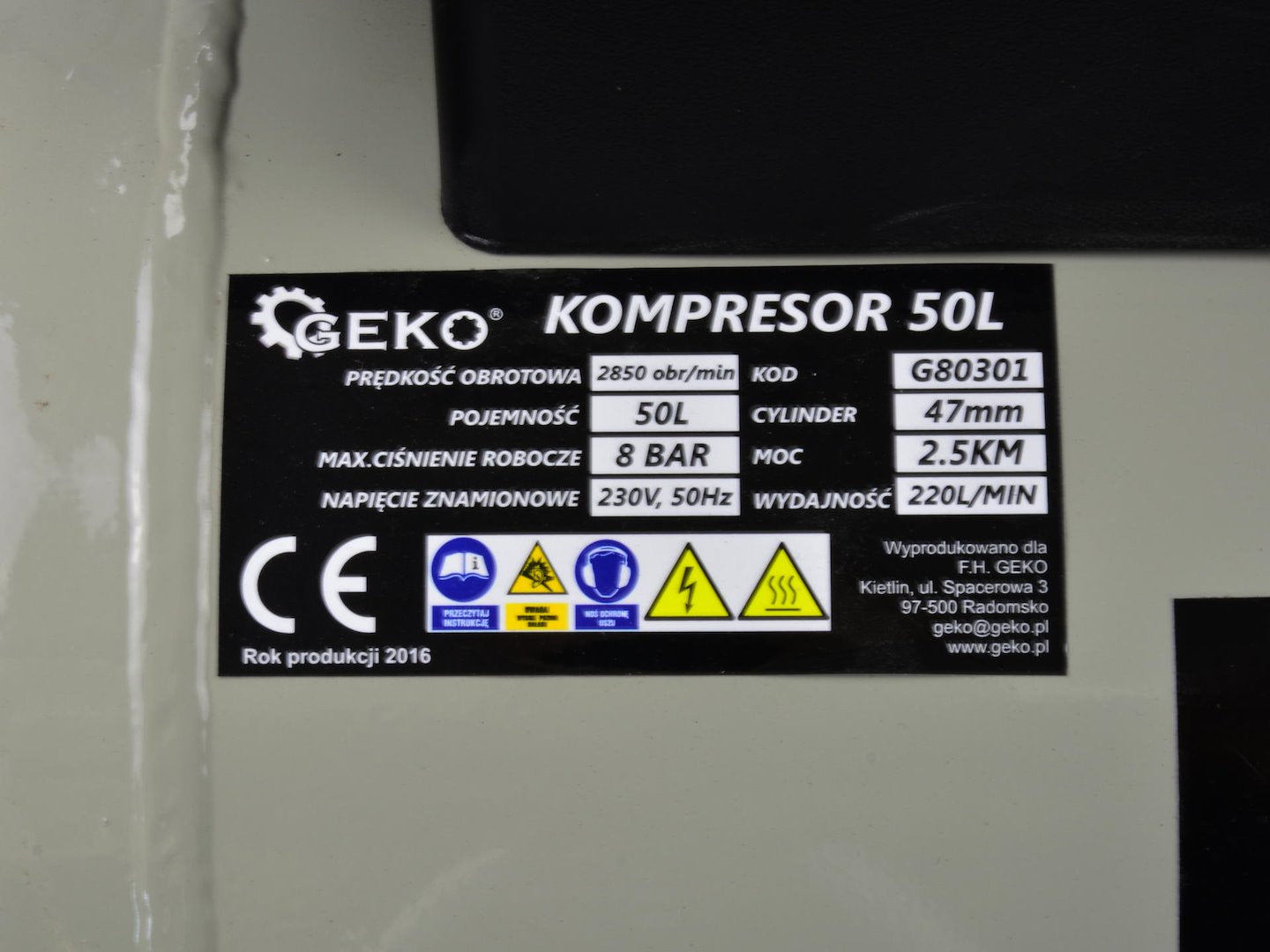50 L Oil-Lubricated Air Compressor, 8 bar, 210 L/min