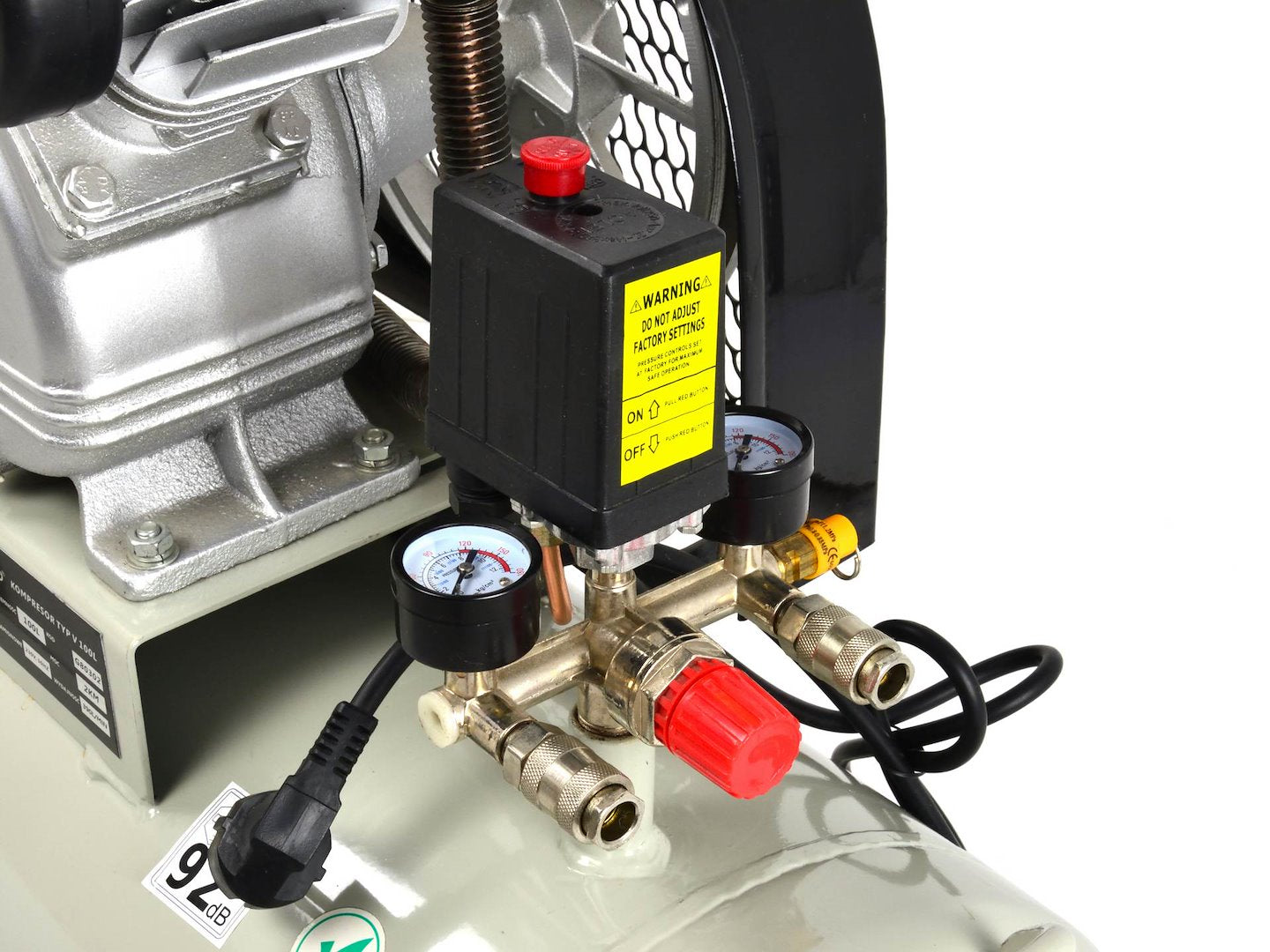 100L Oil-Lubricated Air Compressor V-Twin 8 bar 390 L/min