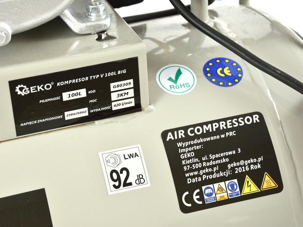 100 L Oil-Lubricated Air Compressor V-Twin 9 bar 390 L/min BIG
