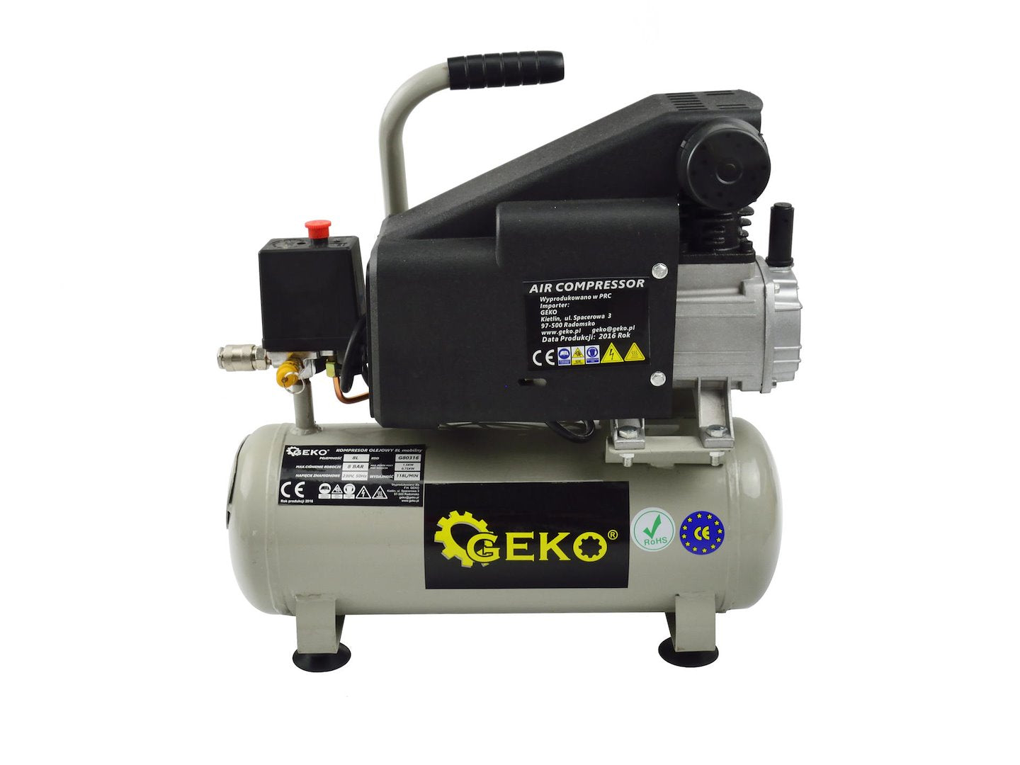 8L Oil-Lubricated Air Compressor — 8 bar, 118 L/min