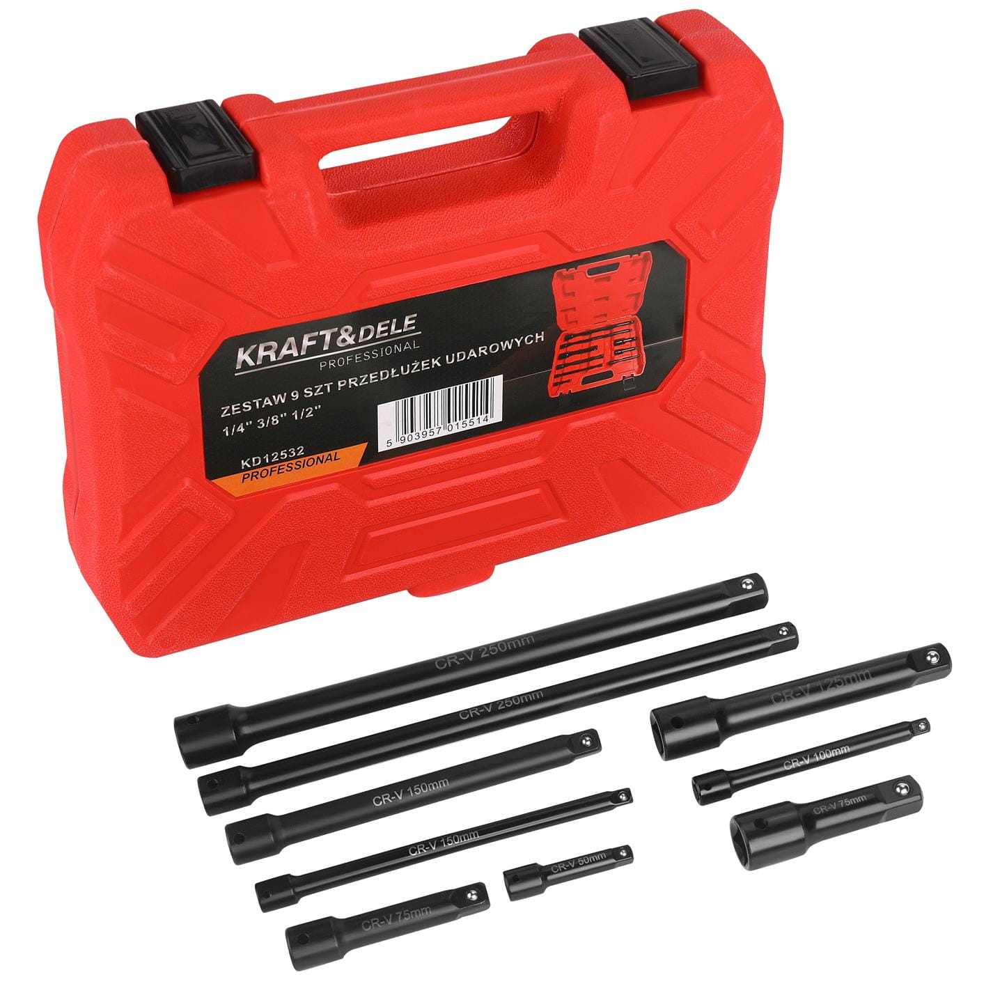 9-piece impact extension set 1/4" 3/8" 1/2" KD12532