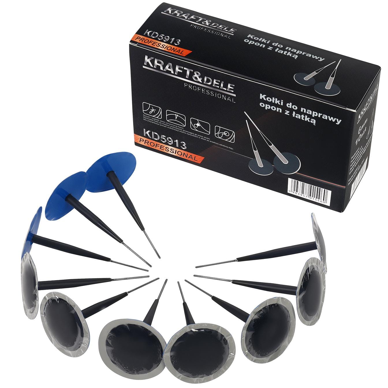 Tire repair plugs with 6mm patch, 10 pieces KD5913
