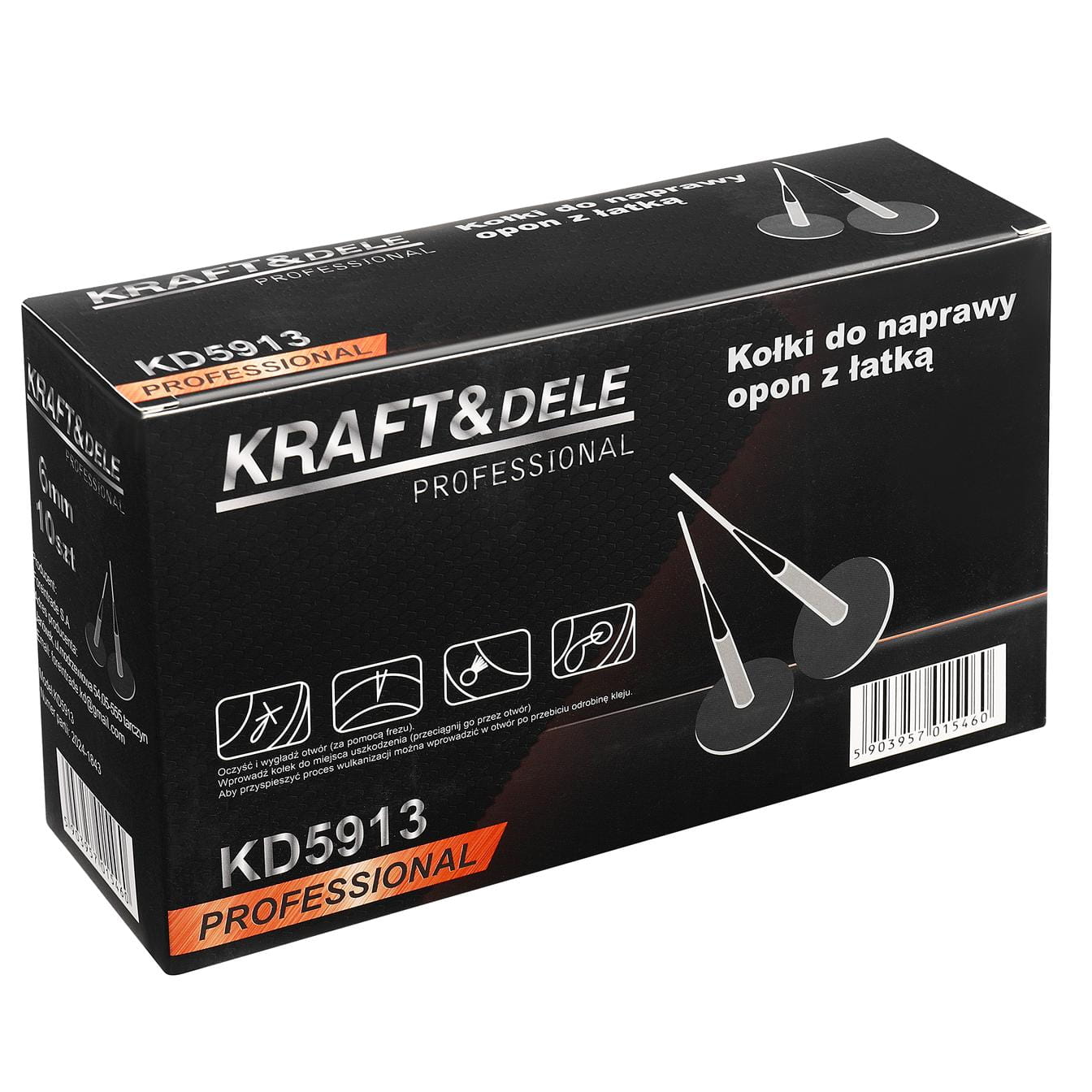 Tire repair plugs with 6mm patch, 10 pieces KD5913