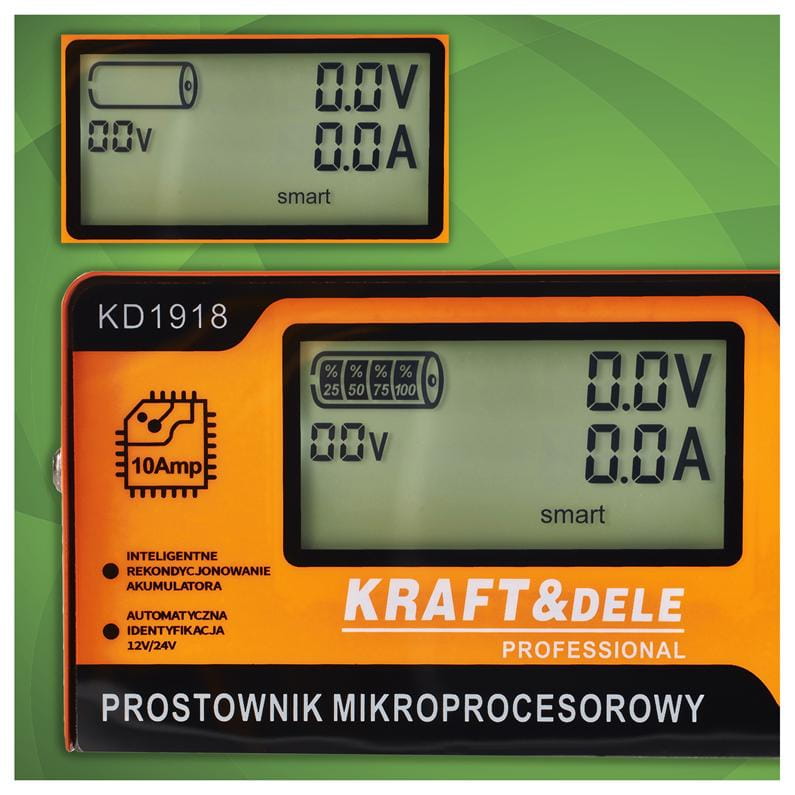 KRAFT&DELE mikroprotsessoriga akulaadija 10 A 12/24 V KD1918