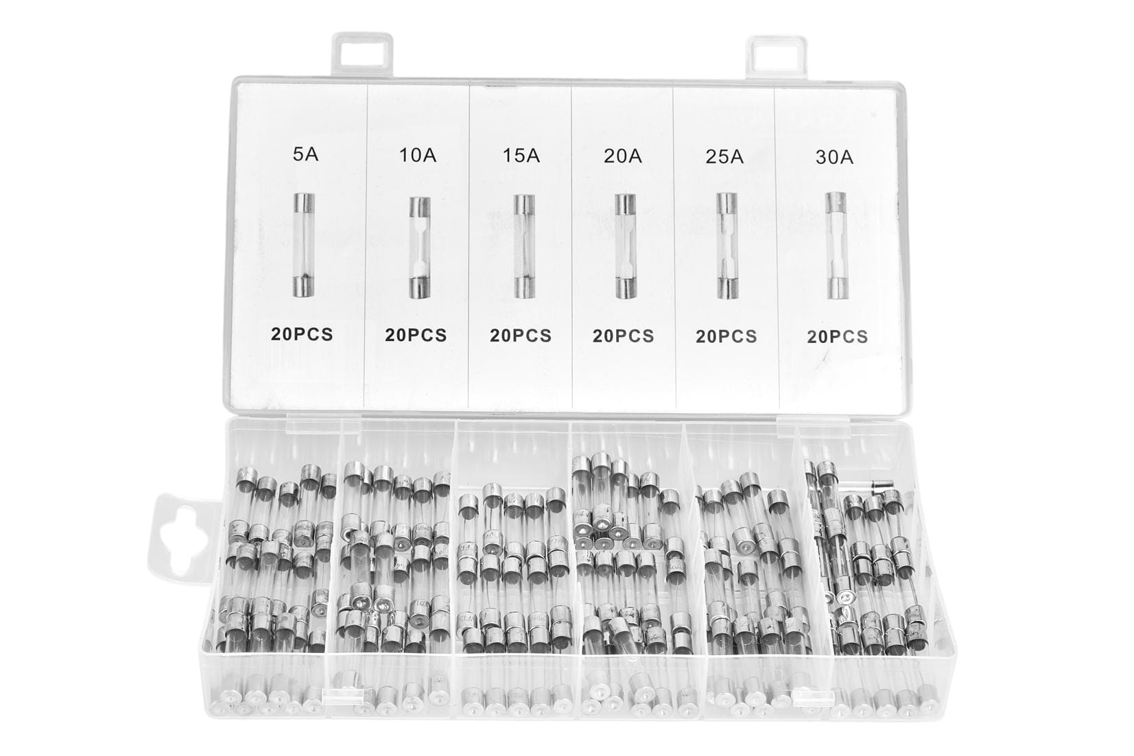 Glass fuses 120 pcs. 5-30A KD1302