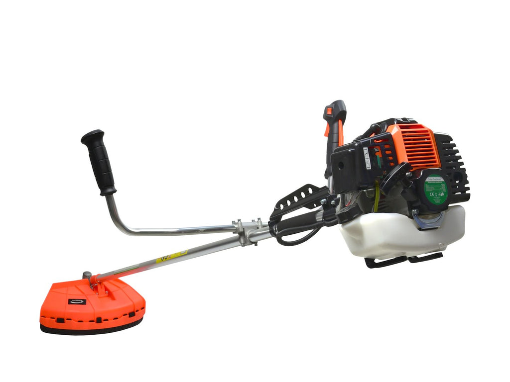 Brush cutter with 3 pcs nylon cutter, one pc 3 teeth metal blade, one pc 8 teeth metal blade, mask, earmuff, nylon line