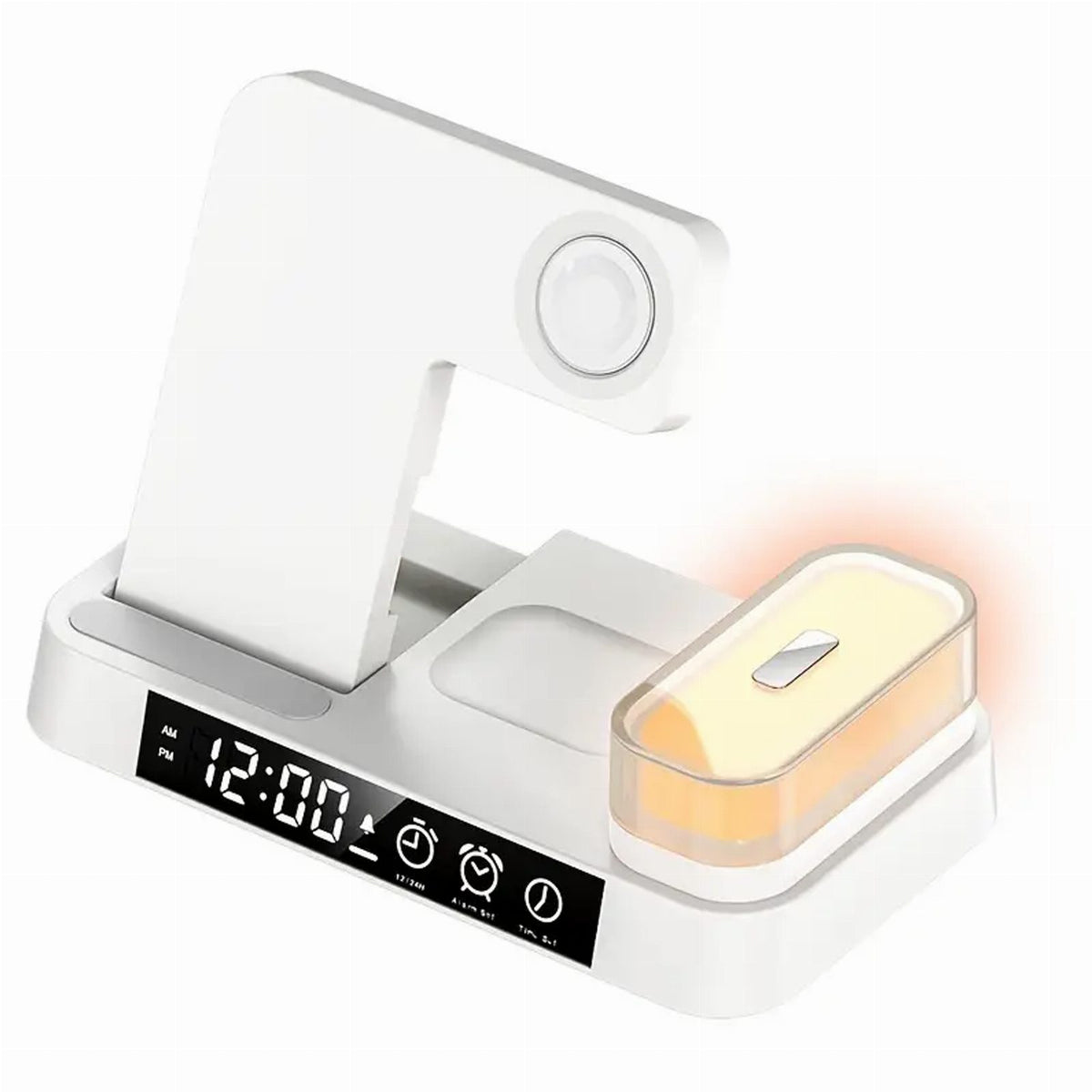 Wireless Charging Station 4-in-1 15W QI with Night Lamp White
