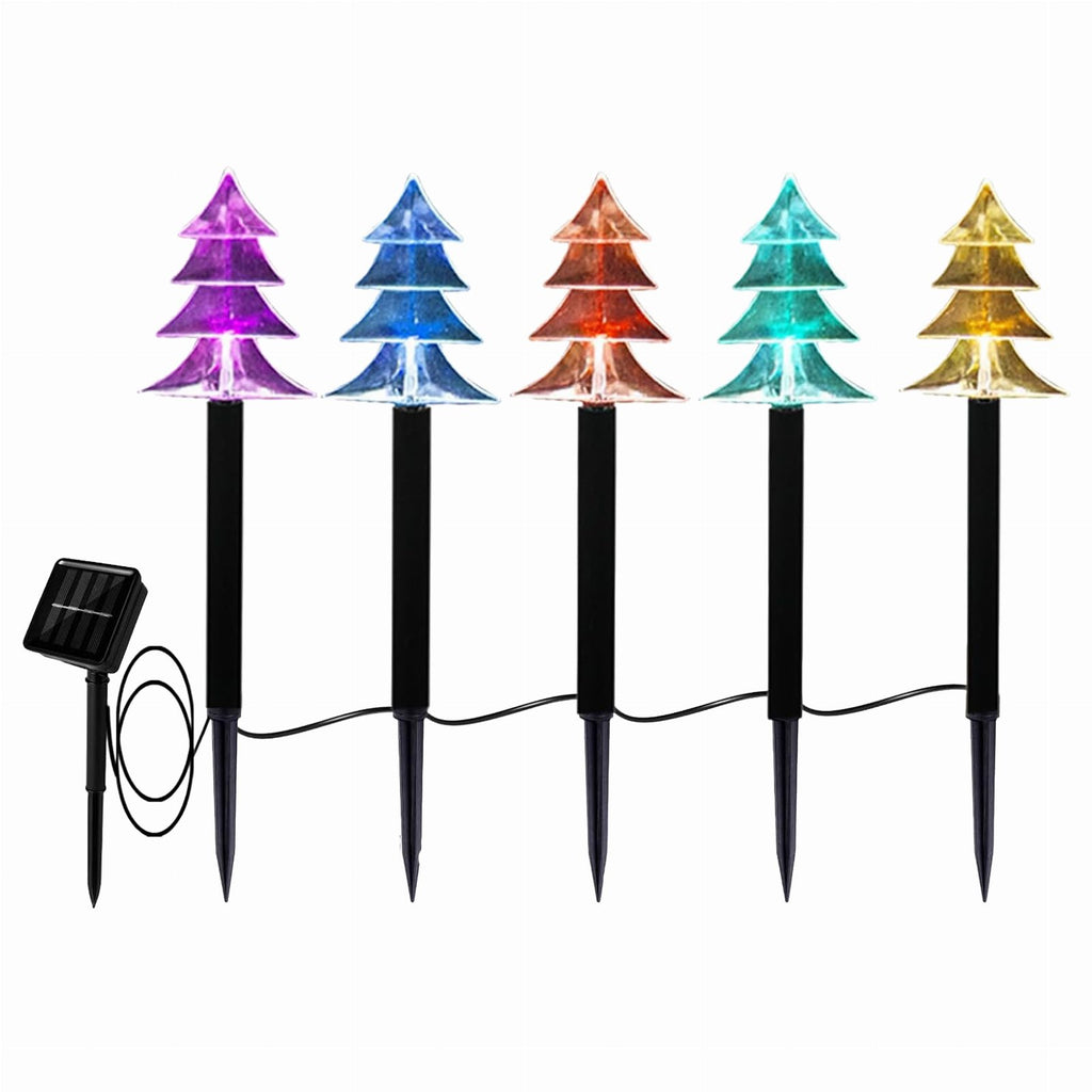 Solar LED Christmas Tree Lights 5 pcs Ground Stakes Decoration