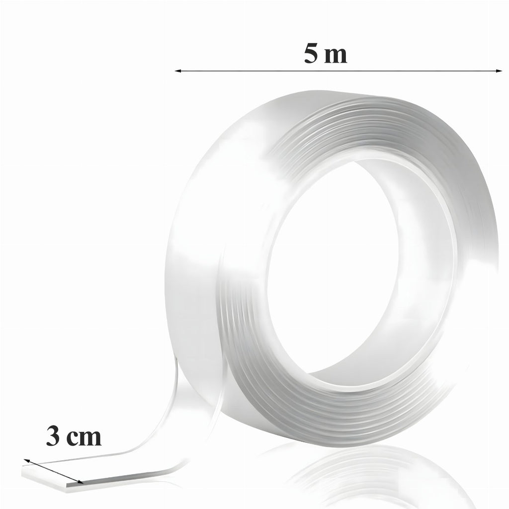Tugev nano kahepoolselt kleepuv veekindel korduskasutatav teip 5 m x 3 cm